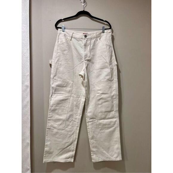 STAUD Denim - Staud Women's White Denim Cotton High Rise Painter Cargo Jeans Size 12 NWOT
